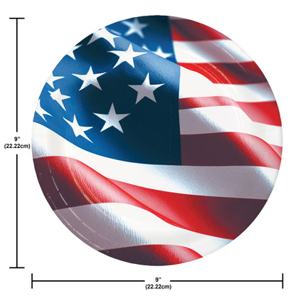 Freedom Flag Dinner Paper Plates 96 ct Dimension Image