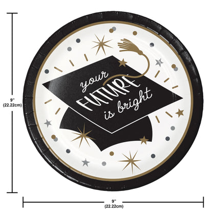 Glowing Grad Dinner Paper Plates 96 ct