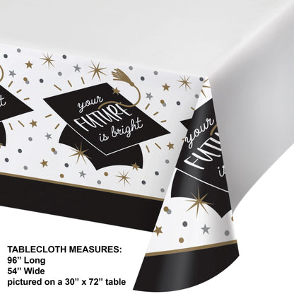 Glowing Grad Paper Tablecloth 12 ct Dimension Image