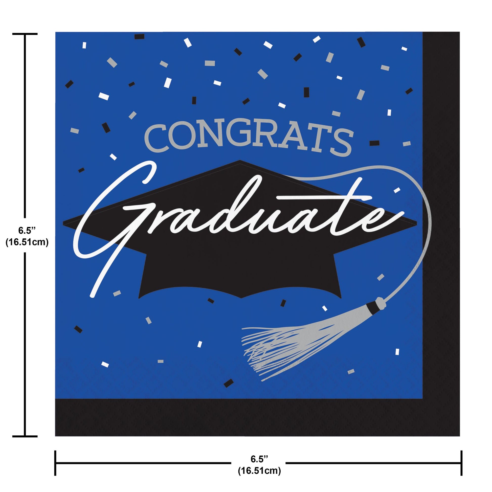 School Spirit Blue Graduation Luncheon Napkins 360 ct Dimension Image