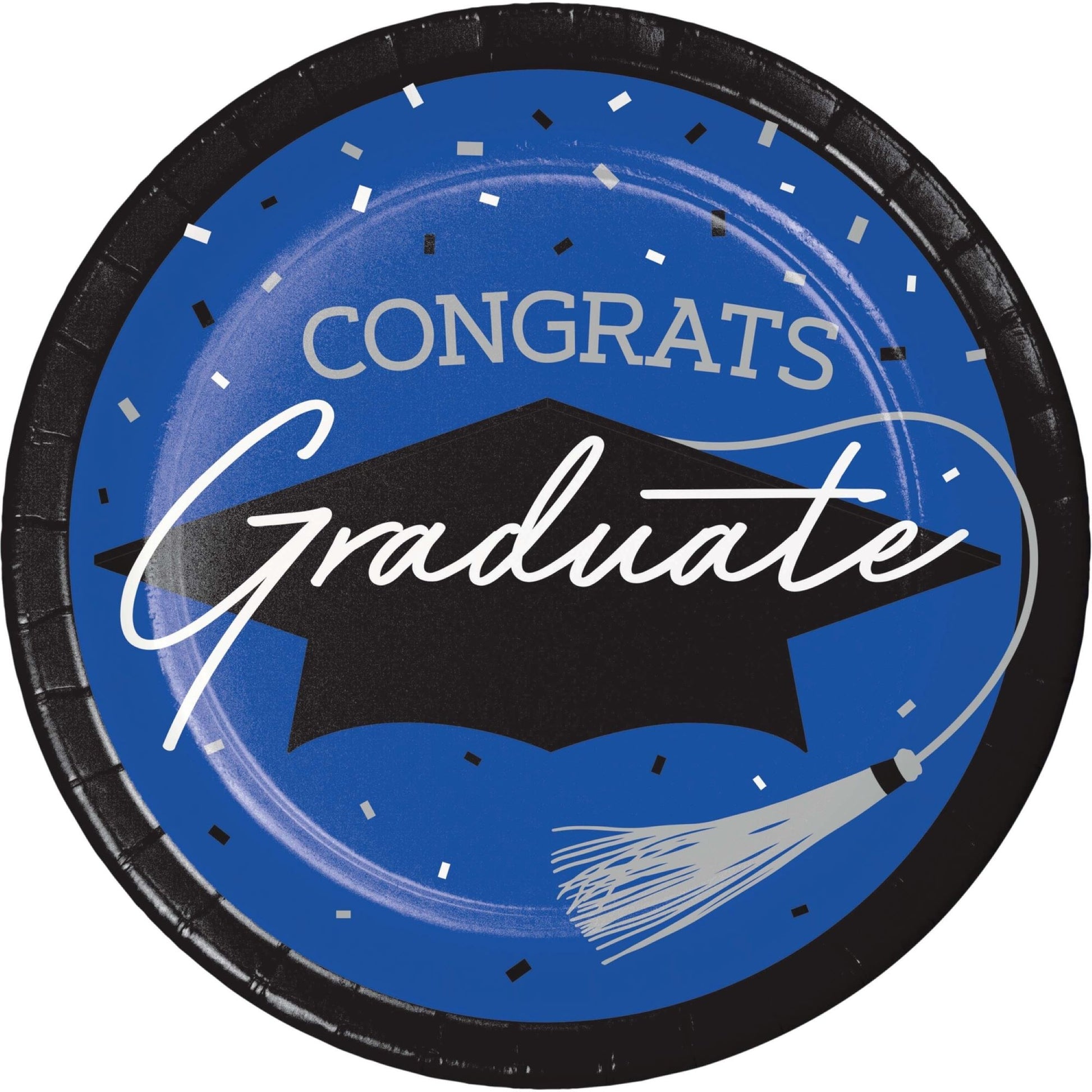 School Spirit Blue Graduation Dessert Paper Plates 180 ct