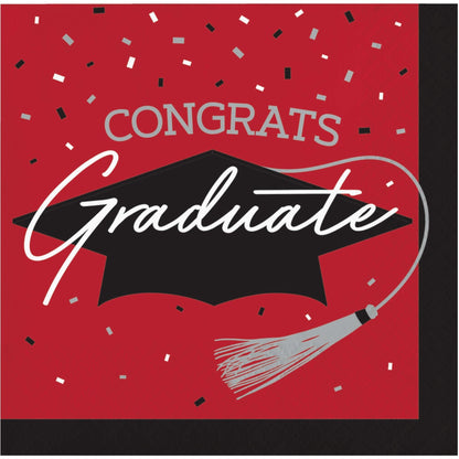 School Spirit Red Graduation Beverage Napkins 360 ct