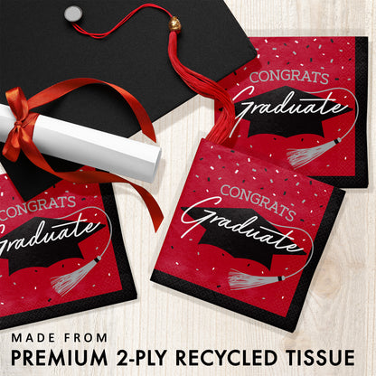 School Spirit Red Graduation Beverage Napkins 360 ct Feature Image
