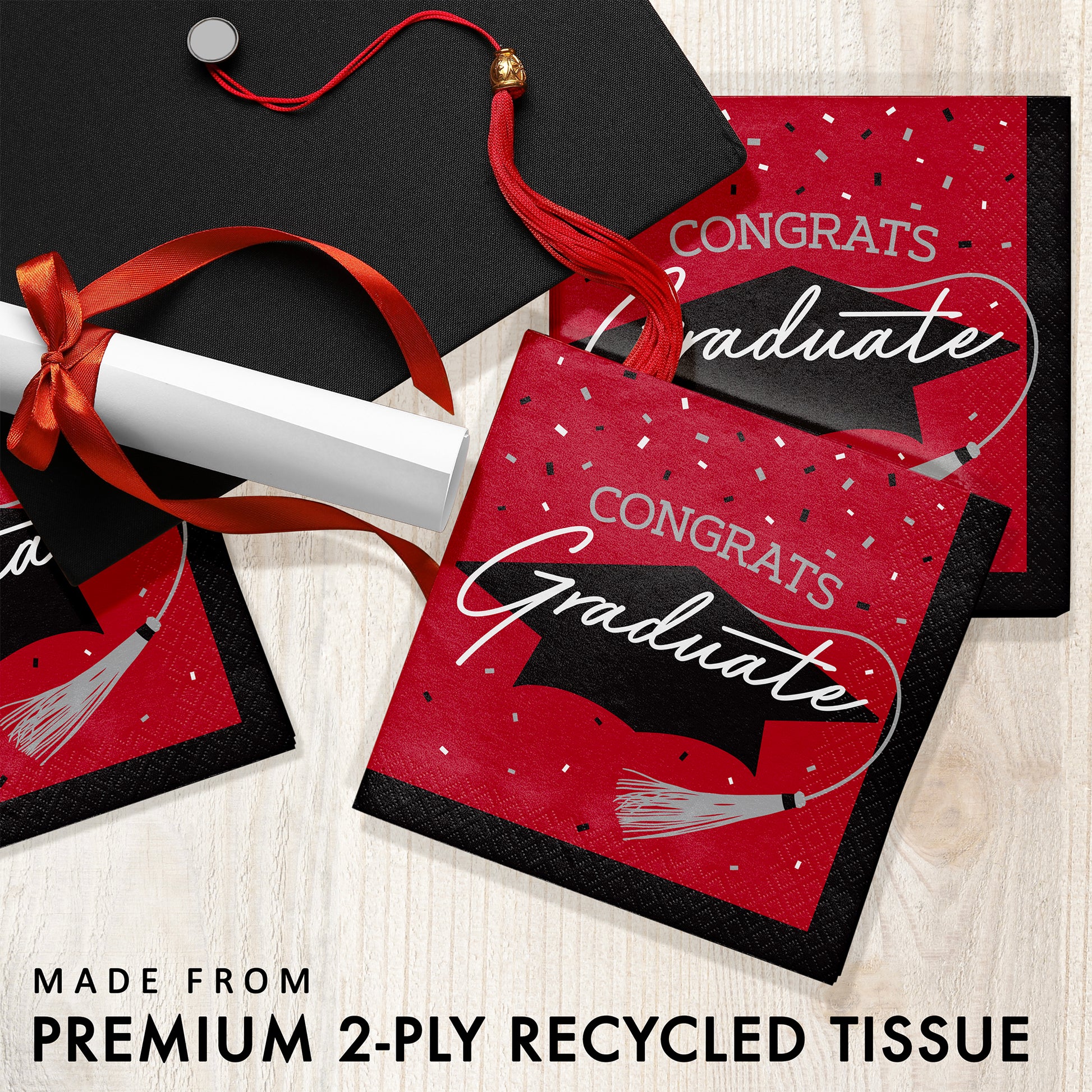 School Spirit Red Graduation Luncheon Napkins 360 ct Feature Image