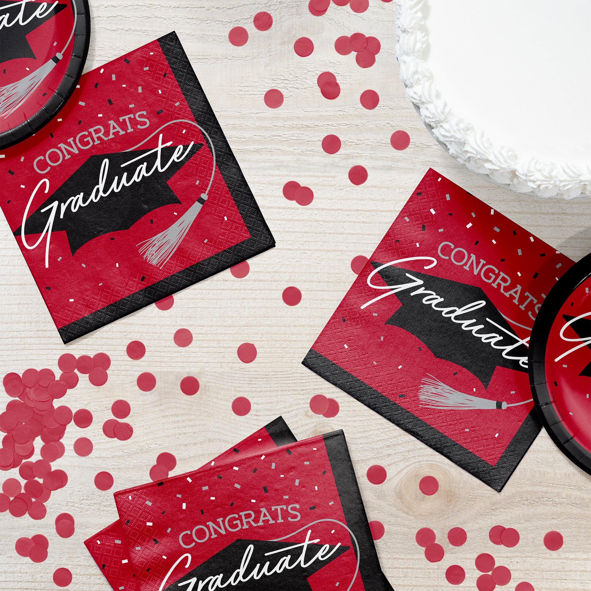 School Spirit Red Graduation Luncheon Napkins 360 ct Lifestyle Image