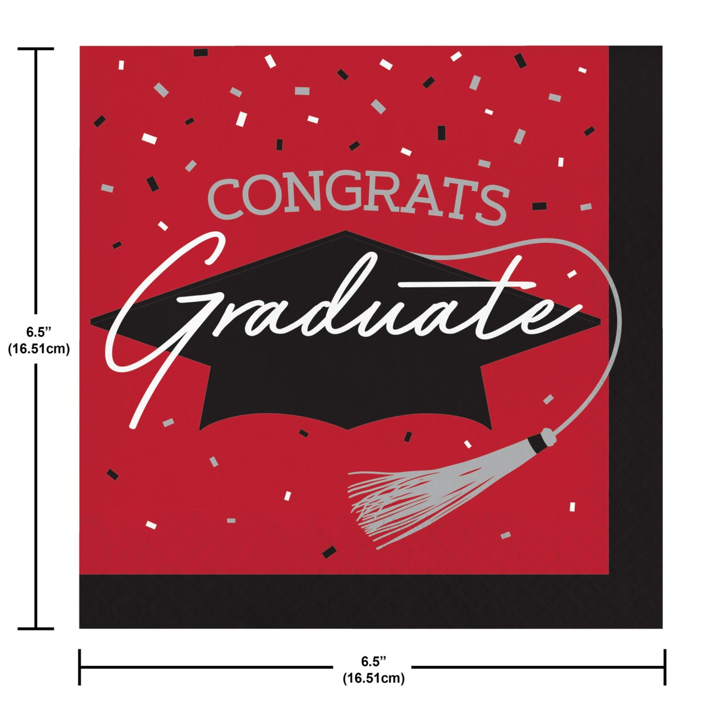School Spirit Red Graduation Luncheon Napkins 360 ct Dimension Image