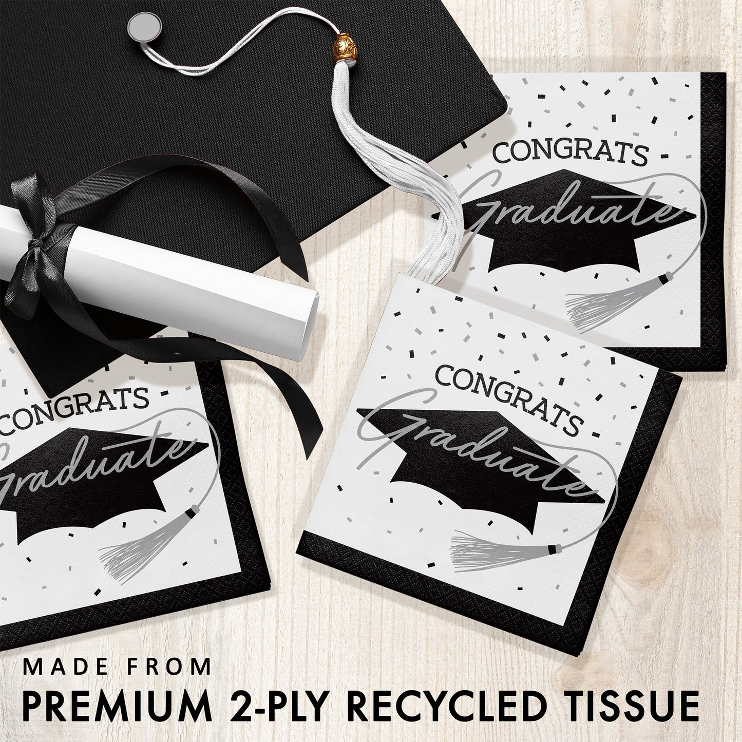 School Spirit White Graduation Beverage Napkins 360 ct Feature Image