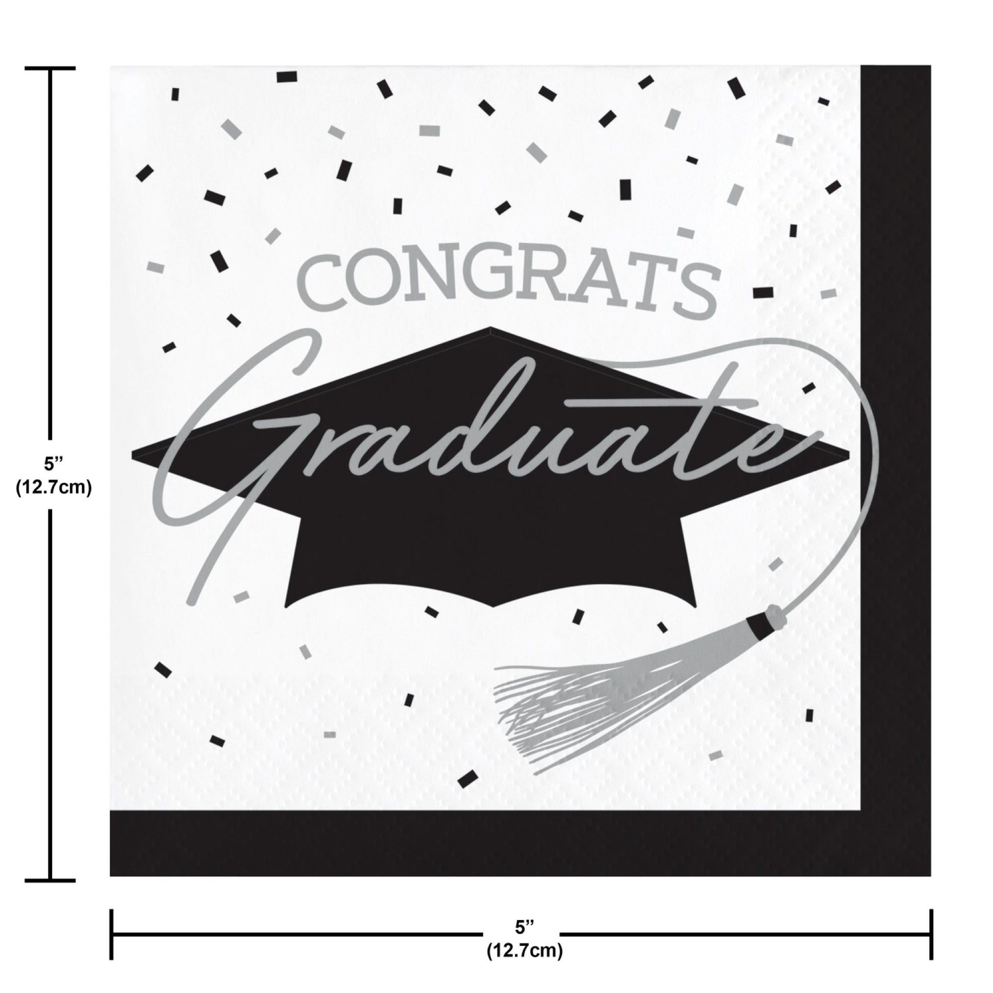 School Spirit White Graduation Beverage Napkins 360 ct Dimension Image