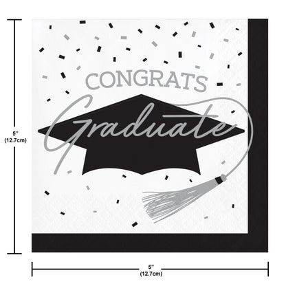 School Spirit White Graduation Beverage Napkins 360 ct Dimension Image