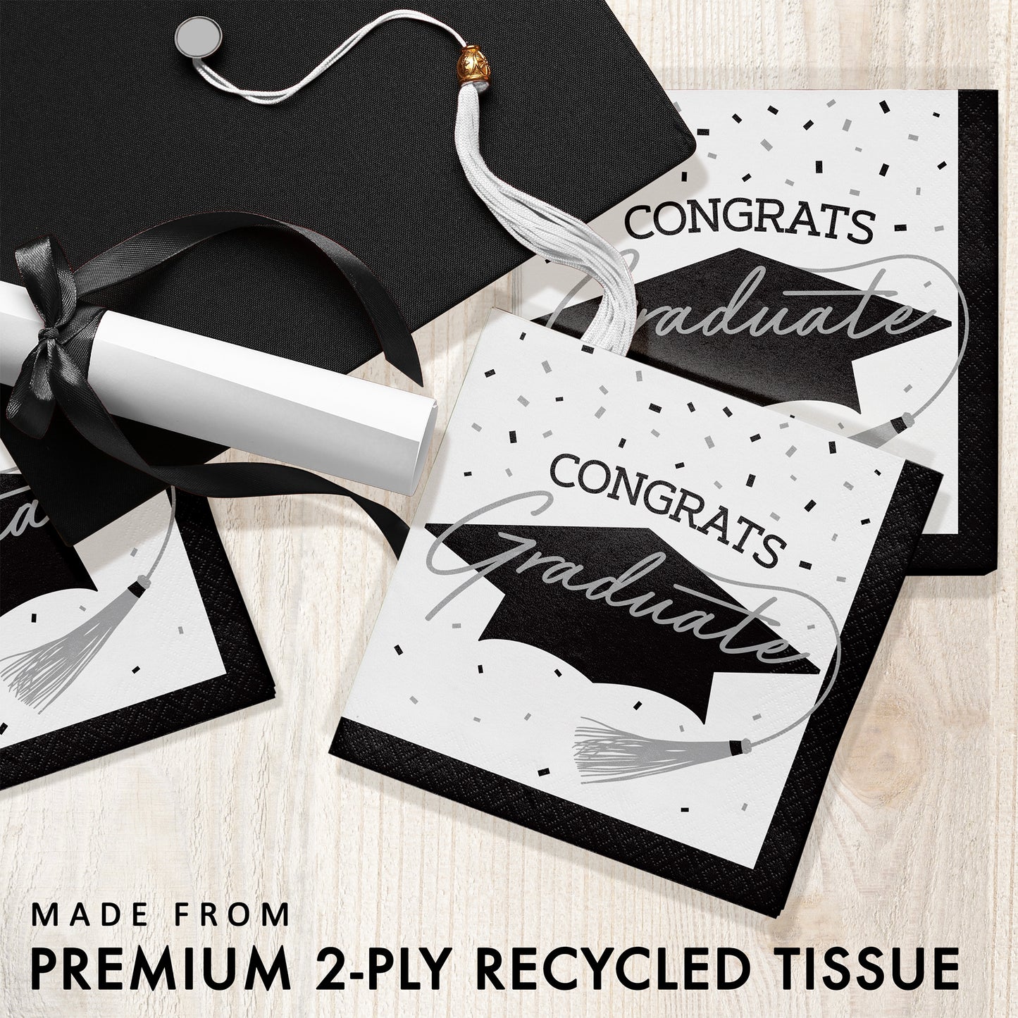 School Spirit White Graduation Luncheon Napkins 360 ct Feature Image