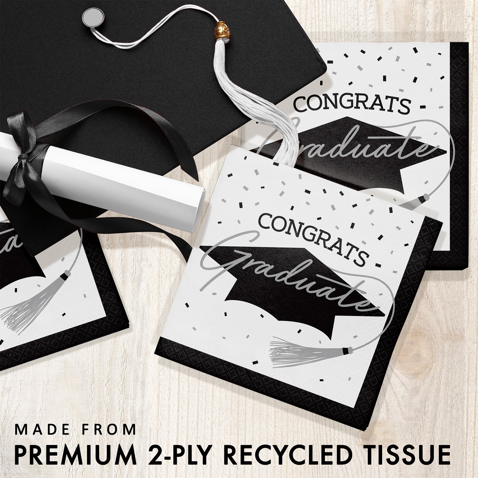 School Spirit White Graduation Luncheon Napkins 360 ct Feature Image