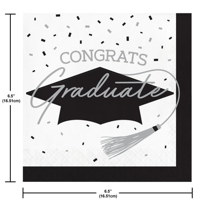 School Spirit White Graduation Luncheon Napkins 360 ct Dimension Image