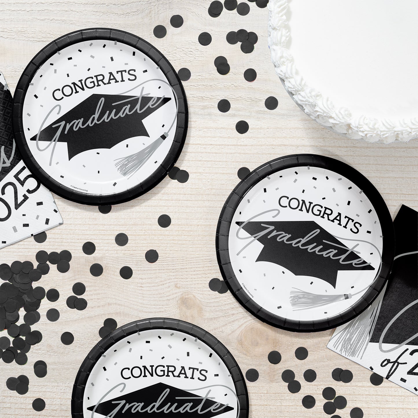 School Spirit White Graduation Dessert Paper Plates 180 ct Lifestyle Image