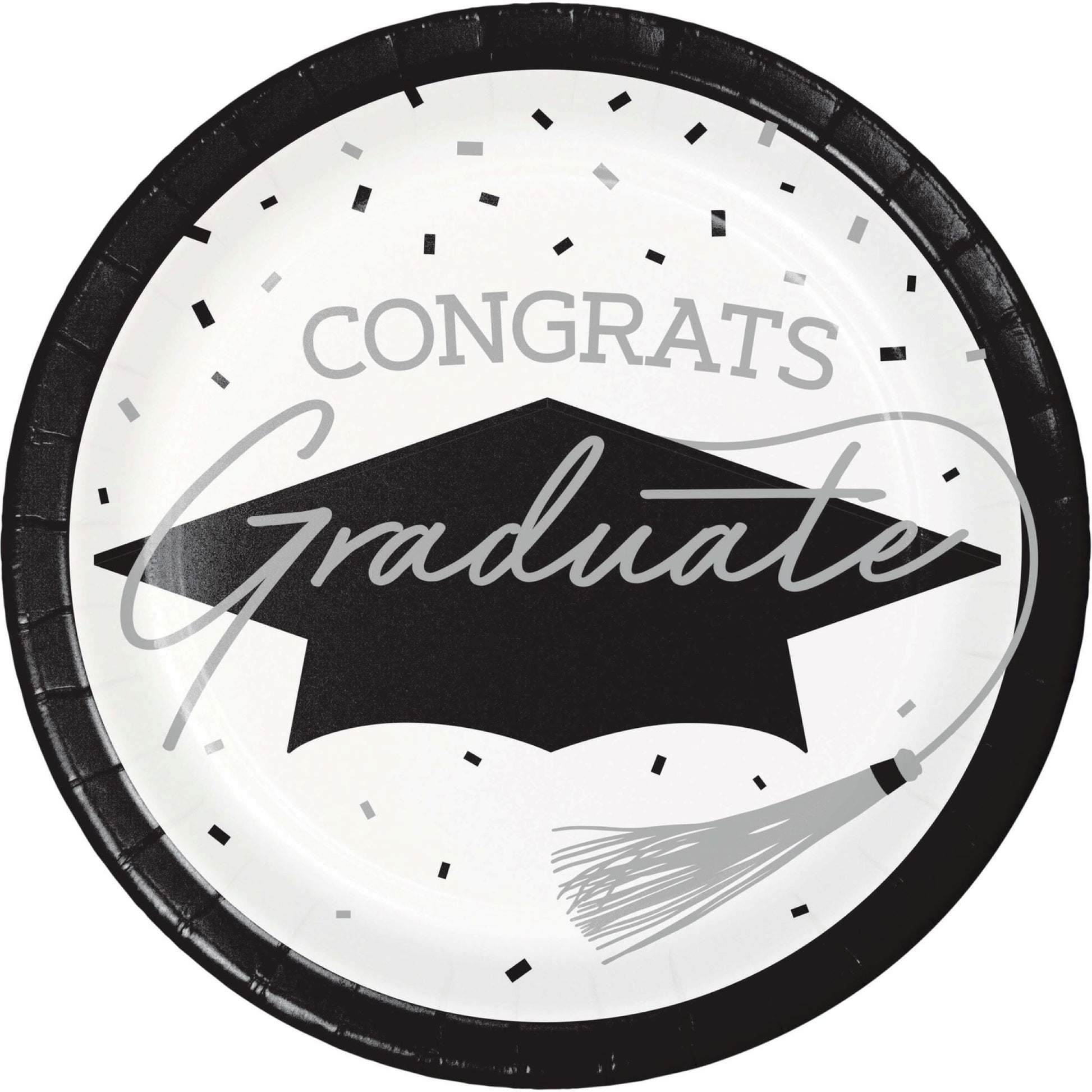 School Spirit White Graduation Dinner Paper Plates 180 ct