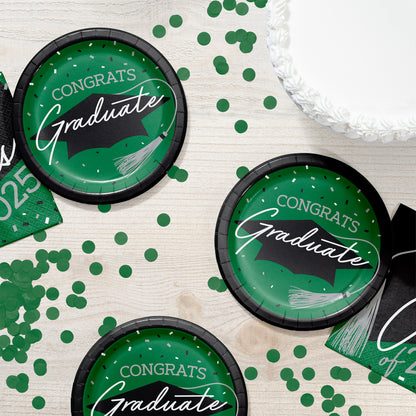 School Spirit Green Graduation Dessert Paper Plates 180 ct Lifestyle Image