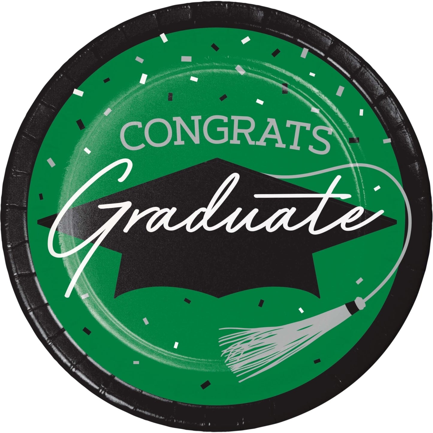 School Spirit Green Graduation Dinner Paper Plates 180 ct
