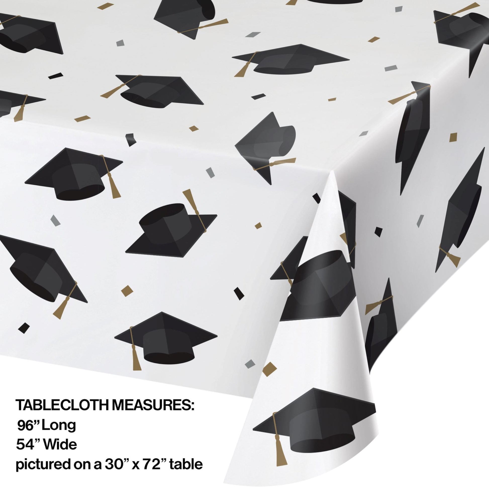 Graduation Cap Paper Tablecloths 12 ct Dimension Image