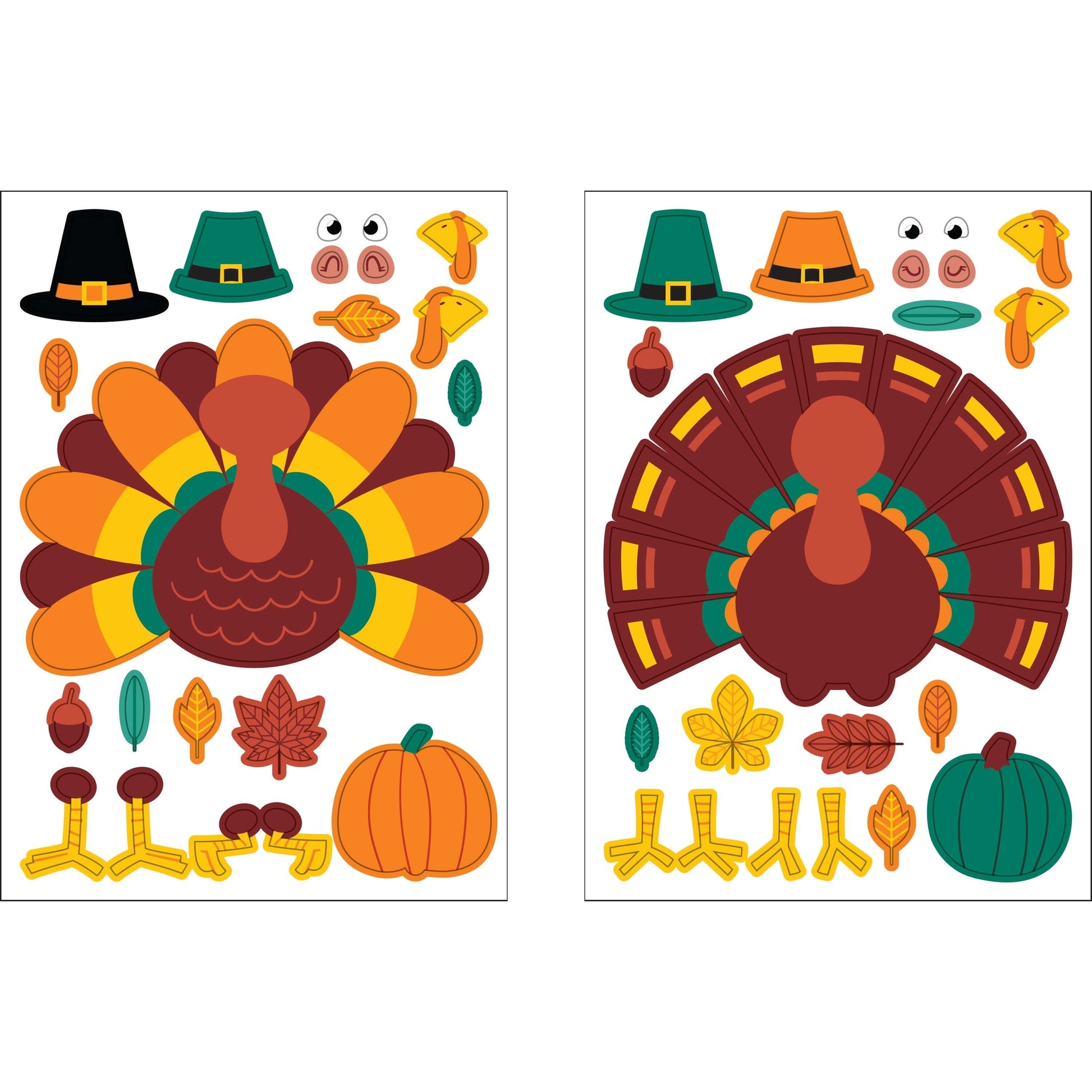 Build a Turkey Thanksgiving Stickers 96 ct. Turkey stickers in a colorful design