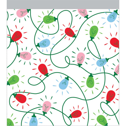 Favor bag of colorful Christmas lights on a white background