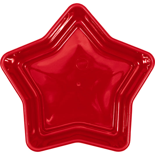 Red star plastic bowl on a white background