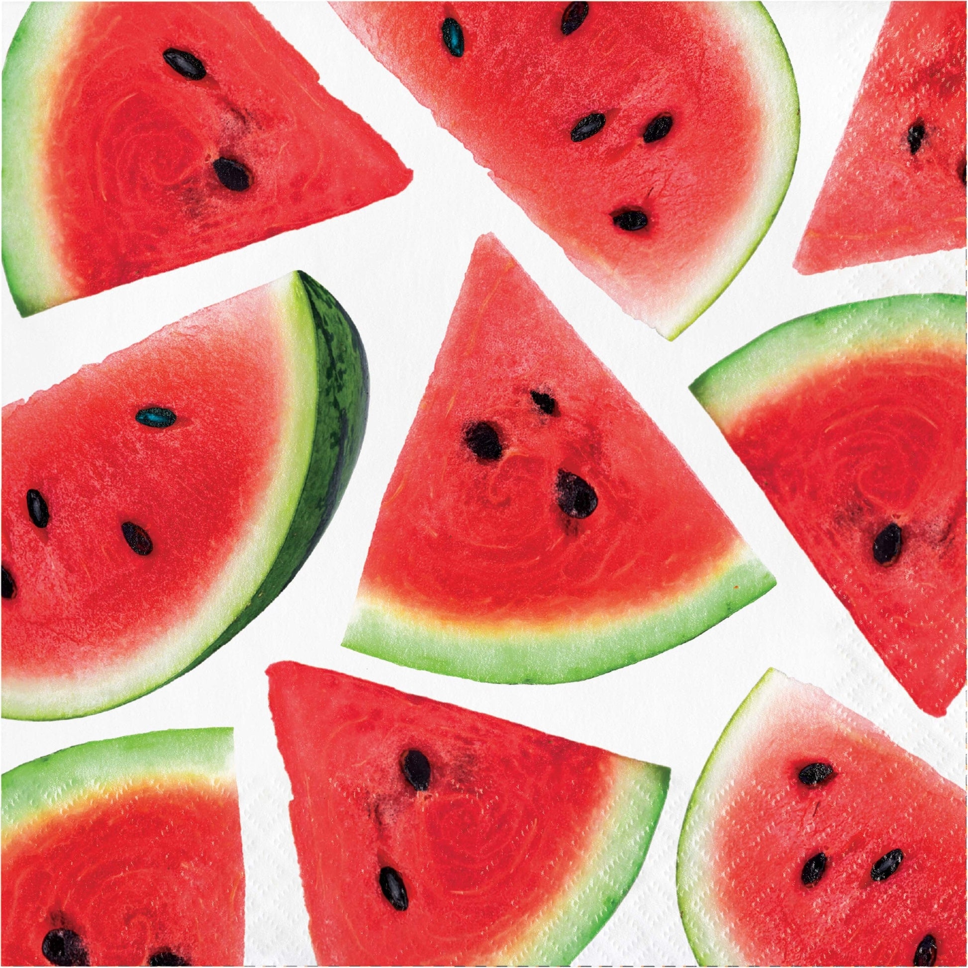 Napkins featuring a collage of watermelon slices on a white background