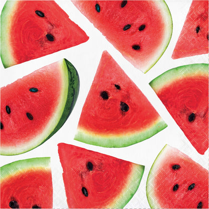 Napkins featuring a collage of watermelon slices on a white background
