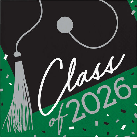 Graduation cap with 'Class of 2026' text on a green and black background
