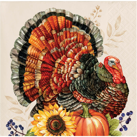 Bountiful Bird Thanksgiving Beverage Paper Napkins 192 ct