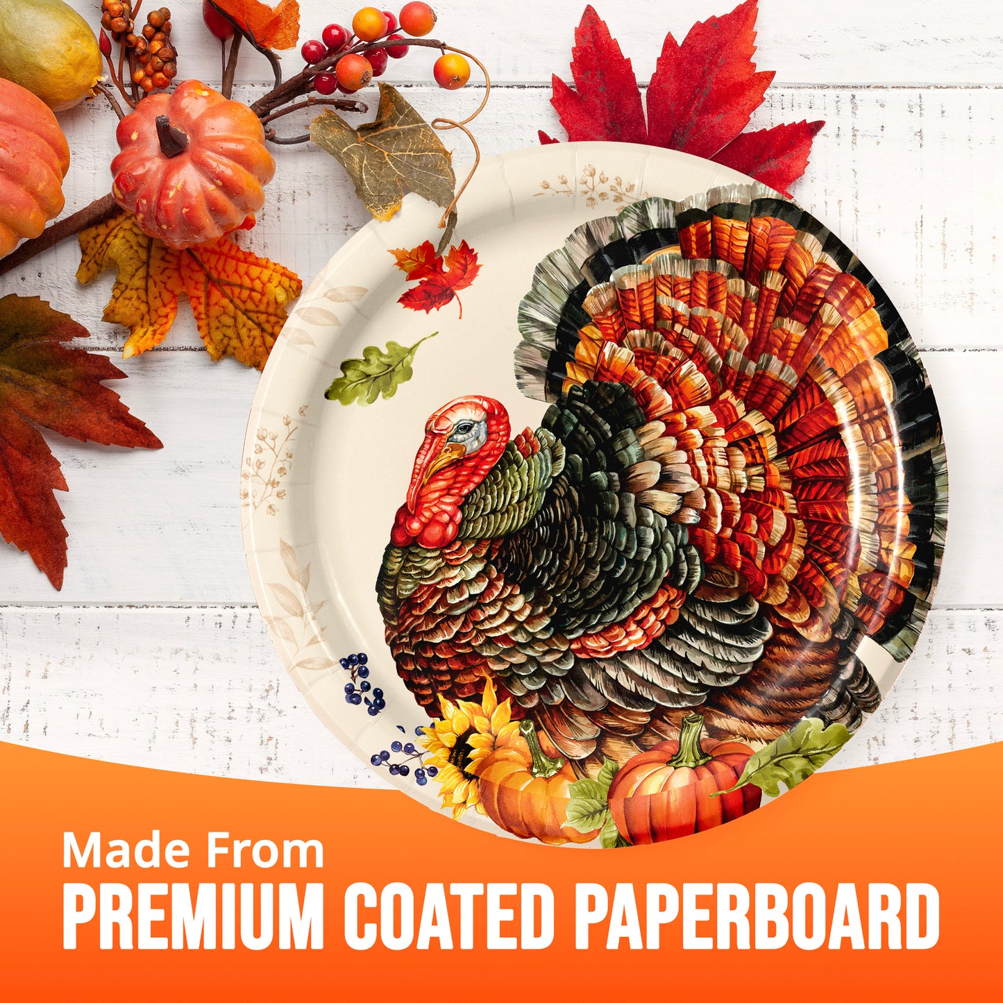 Bountiful Bird Thanksgiving Dessert Paper Plates 96 ct