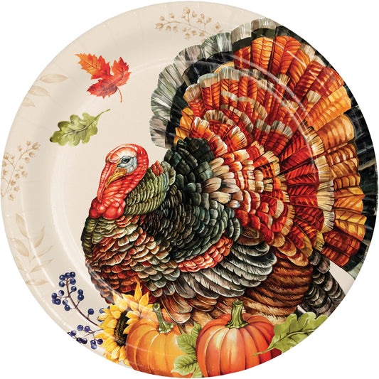 Bountiful Bird Thanksgiving Dessert Paper Plates 96 ct