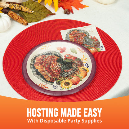 Bountiful Bird Thanksgiving Party Paper Plates 96 ct
