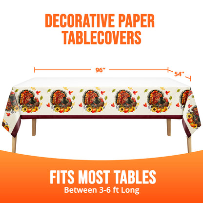 Bountiful Bird Thanksgiving Paper Tablecloths 12 ct