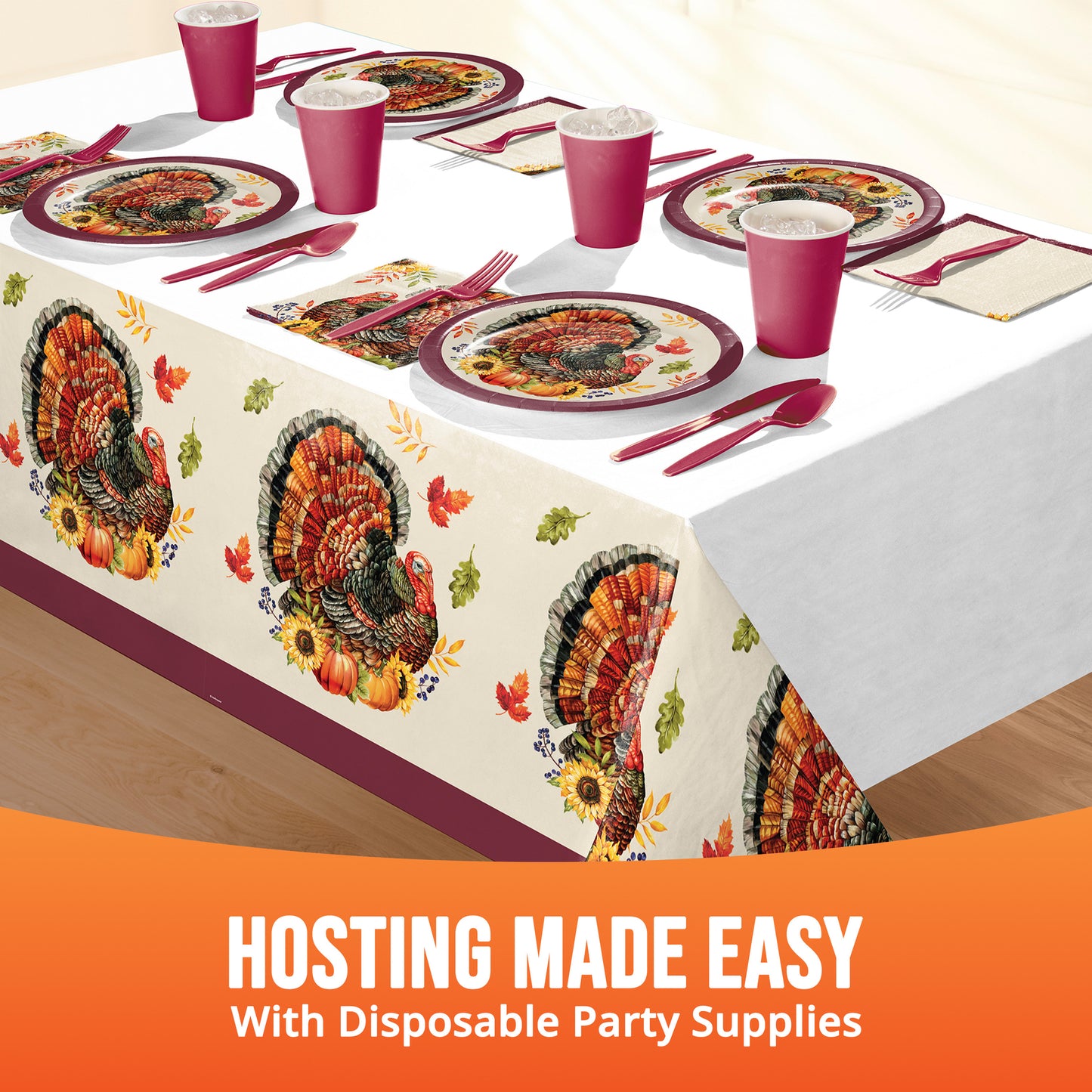 Bountiful Bird Thanksgiving Paper Tablecloths 12 ct
