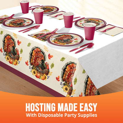 Bountiful Bird Thanksgiving Paper Tablecloths 12 ct