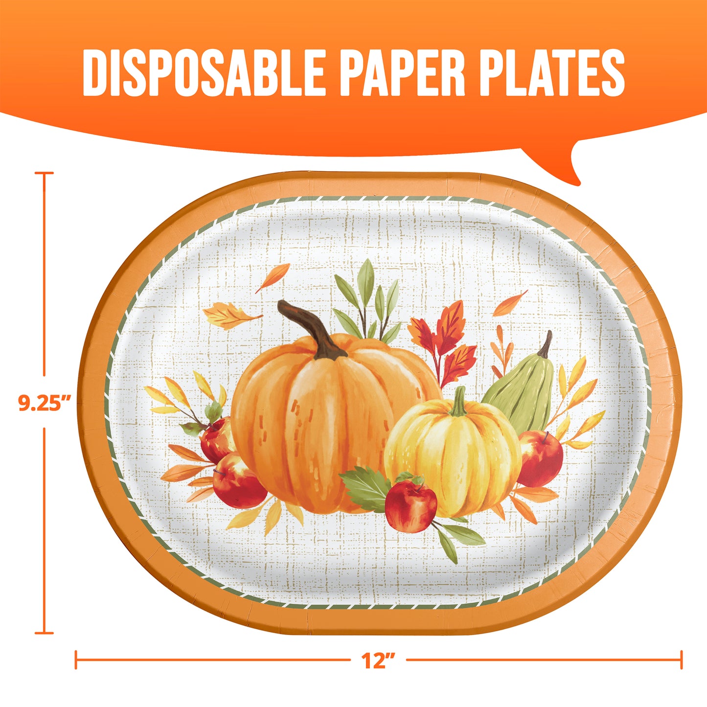 Autumn Orchard Thanksgiving Oval Paper Plates 96 ct