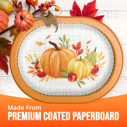 Autumn Orchard Thanksgiving Oval Paper Plates 96 ct