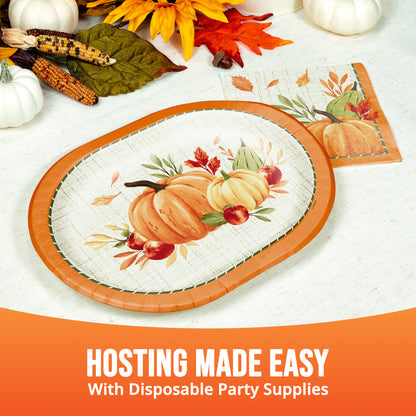 Autumn Orchard Thanksgiving Oval Paper Plates 96 ct