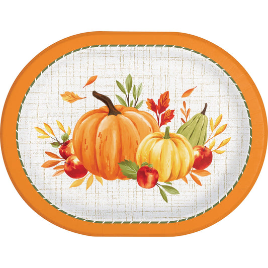 Autumn Orchard Thanksgiving Oval Paper Plates 96 ct