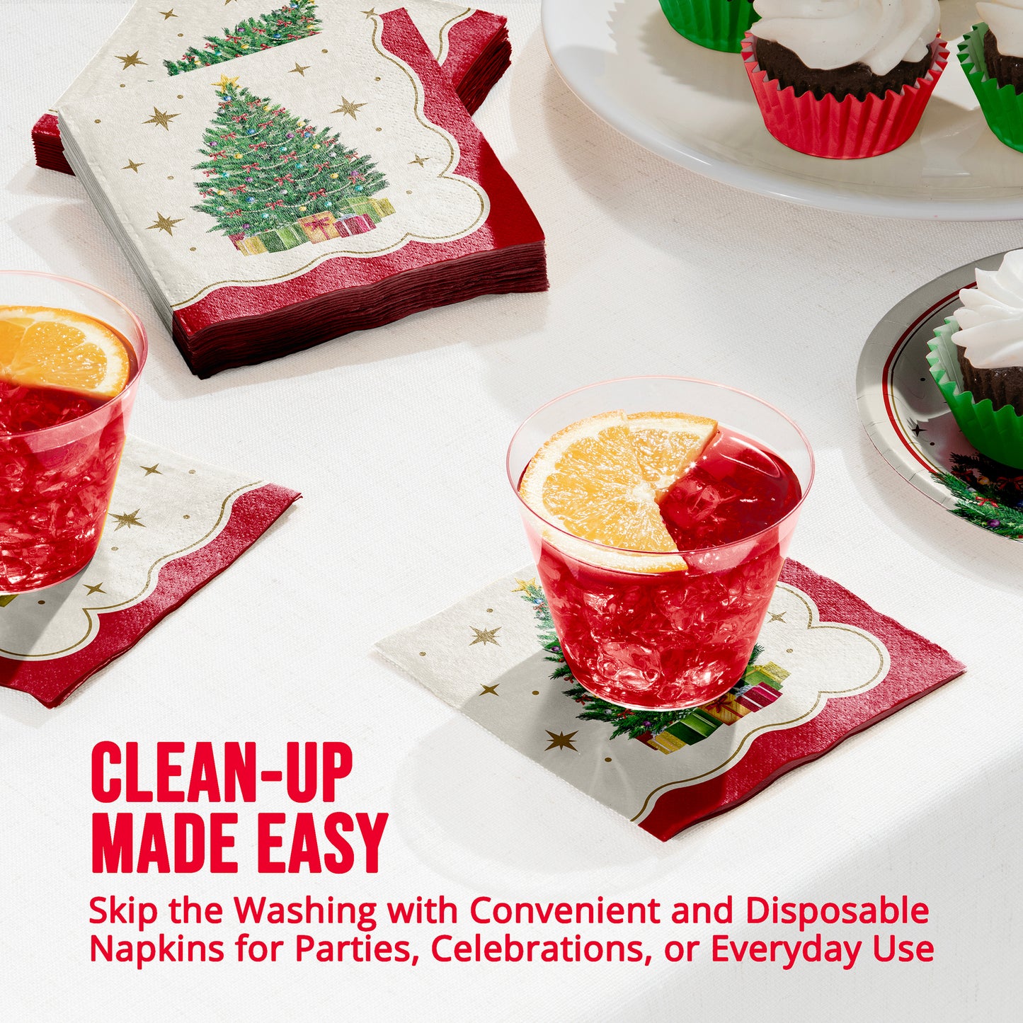 Sparkling Spruce Christmas Beverage Paper Napkins 192 ct