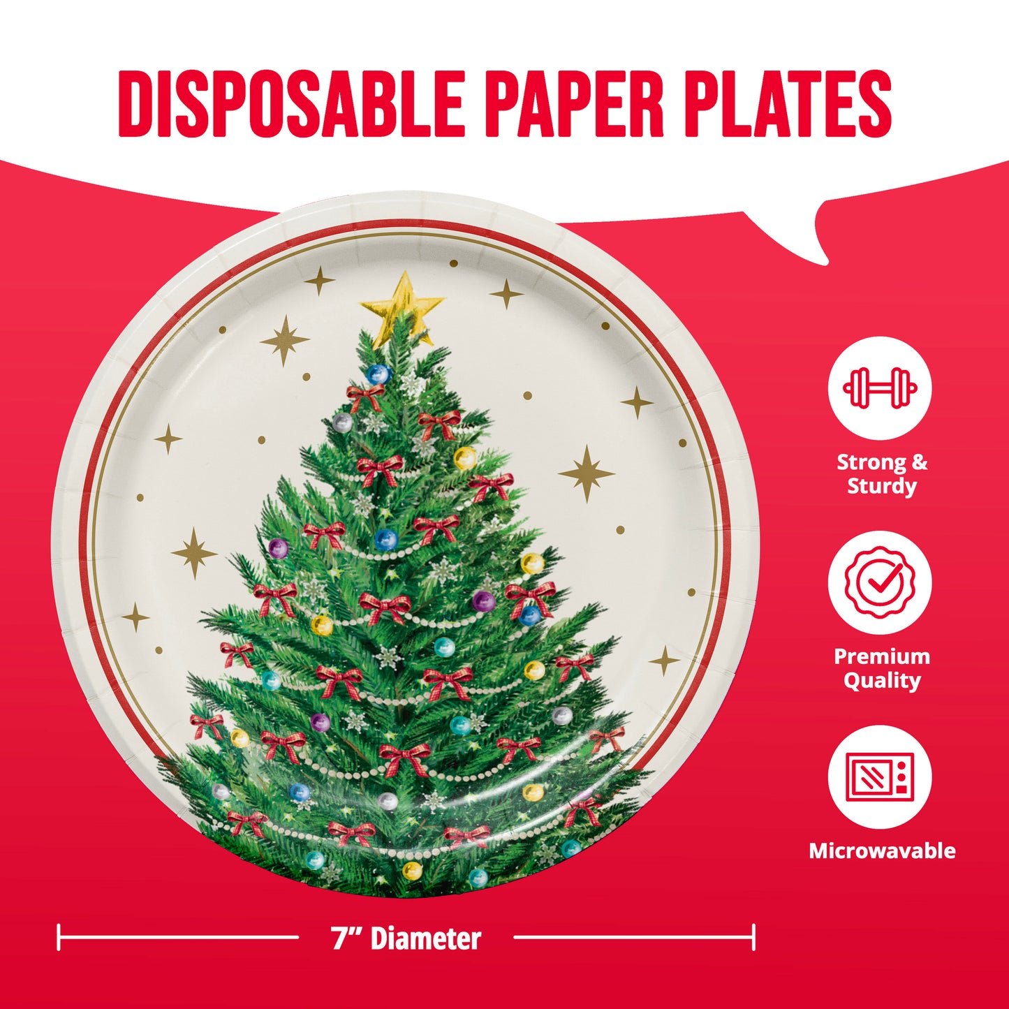 Sparkling Spruce Christmas Dessert Paper Plates 96 ct