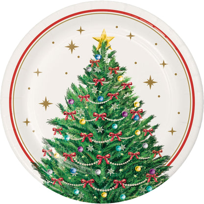 Sparkling Spruce Christmas Dessert Paper Plates 96 ct