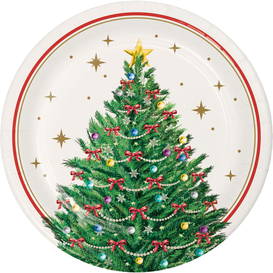 Sparkling Spruce Christmas Dessert Paper Plates 96 ct