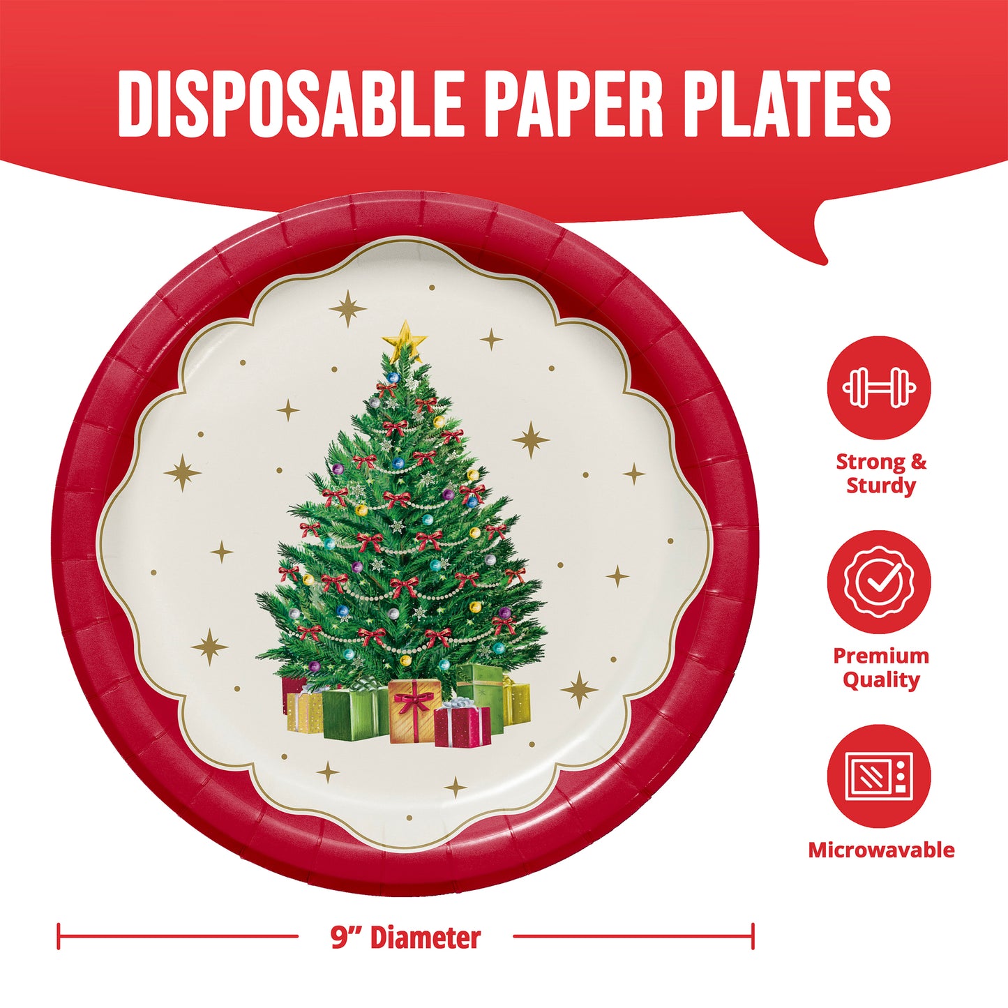 Sparkling Spruce Christmas Paper Plates 96 ct