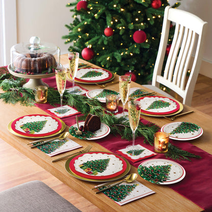 Sparkling Spruce Christmas Oval Paper Plates 96 ct