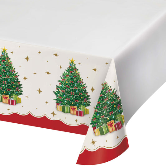 Sparkling Spruce Christmas Paper Tablecloths 12 ct