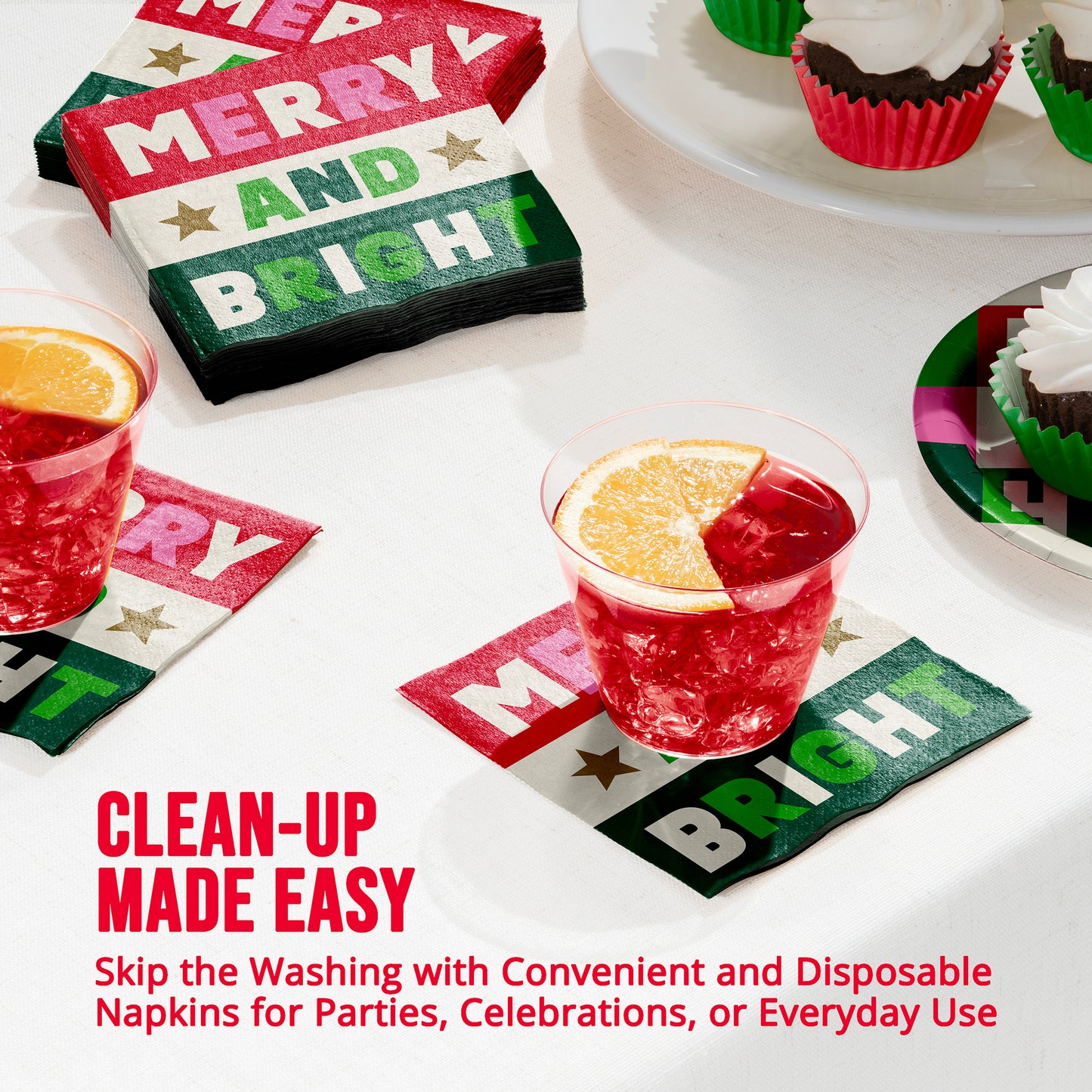 Holiday Hues Merry and Bright Beverage Paper Napkins 192 ct