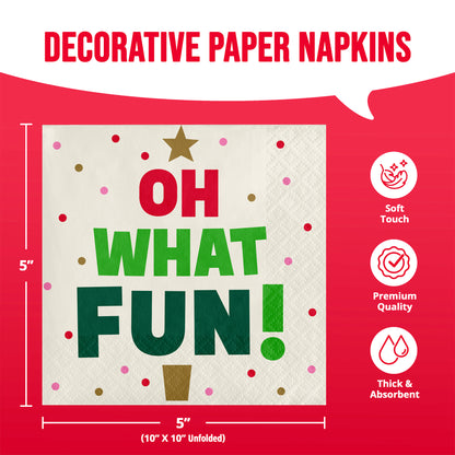 Holiday Hues Oh What Fun Beverage Paper Napkins 192 ct