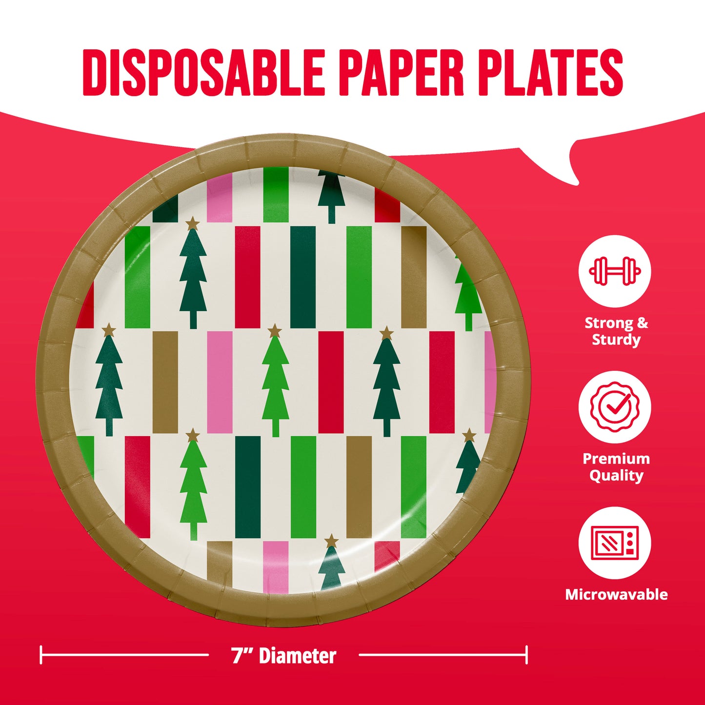 Holiday Hues Trees Christmas Dessert Paper Plates 96 ct