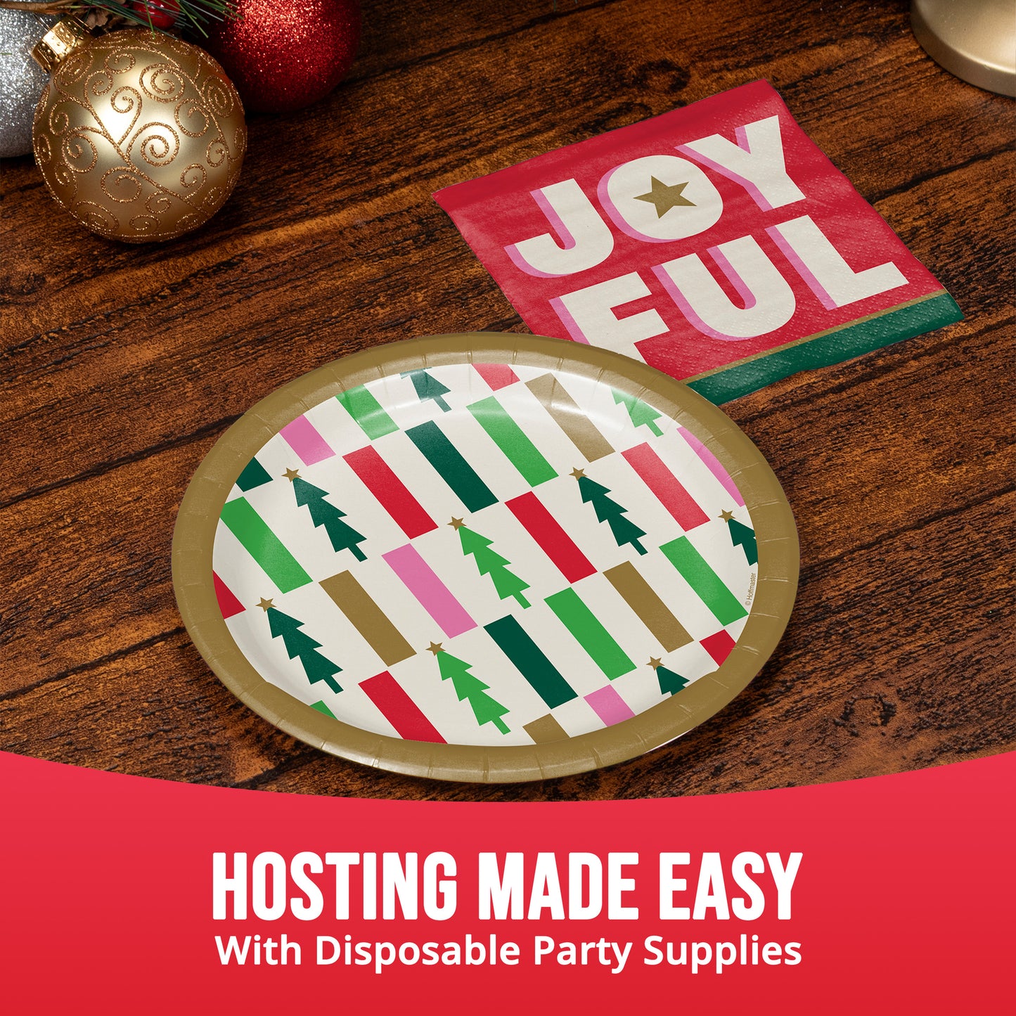 Holiday Hues Trees Christmas Dessert Paper Plates 96 ct