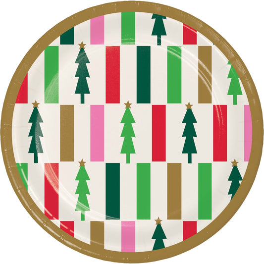 Holiday Hues Trees Christmas Dessert Paper Plates 96 ct